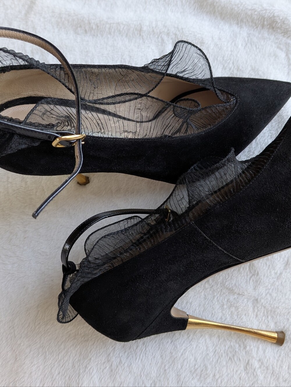 Nicholas Kirkwood Black Suede Heels With Lace Appliques - Picture 7 of 8